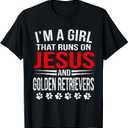 Jesus & Golden Retrievers Girl That Runs On Dog T-Shirt T-Shirt L