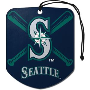 FANMATS 61557 MLB Seattle Mariners Hanging Car Air Freshener, 2 Pack, Black Ice Scent, Odor Eliminator, Shield Design with Team Logo