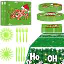 101 PCS Grinchmas Plate Set Christmas Tableware Set for Christmas Party Supplies Birthday Party Decoration