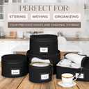 China Storage Containers 5-Piece Set Moving Boxes for Dinnerware, Glasses, Plates, Mugs and Saucers Sturdy Quilted Microfiber Dish Organizer with Dividers for Seasonal Storage - Holds Set of 12, Black