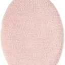 TOWN & COUNTRY EVERYDAY Ultra Plush Solid Tufted Toilet Lid Cover, Soft and Absorbent, Non-Slip Cover, Machine Washable, Blush, 18"x19"