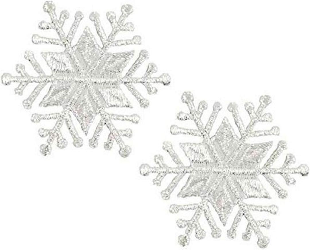 Expo International Christmas Medium Star Snowflake Iron-on Applique Trim Embellishment, Silver, 2-Pack