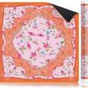 Virora Orange Mahjong Mat with Rules, American Mahjong Mat, 3MM Non-Slip Rubber Noise Reduction Mah-jongg Mat, 32.7x32.7in Rolled No Creases Waterproof Mahjong Table Cloth for Mah Jong