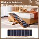 Pawaboo Dog Ramp for Small Dog, 57'' Foldable Dog Ramp for Bed, 5 Adjustable Height from 19.7'' to 30'', Portable Stable Pet Steps with Dogs Tag & Safety Side Rails, Pet Ramps for Bed Couch, Walnut
