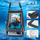 Niveaya Double Space Waterproof Phone Pouch - 2 Pack, Waterproof Phone Lanyard Case with iPhone 17/16/15/14/13 Pro Max up to 8.3", Phone Dry Bags for Vacation Beach Pool Kayak Cruise Travel Essentials