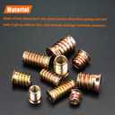 1/4-20, 5/16-18, 3/8-16 Threaded Inserts, Wood Inserts, Steel Threaded Inserts for Wood Furniture Screw, HELIFOUNER 143 Pieces 1/4"-20, 5/16"-18, 3/8"-16 Threaded Inserts Kit with Hex Wrench