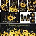 10 Pcs Sunflower Butterfly Kitchen Dish Towels Rugs Oven Mitts and Pot Holders Set Farmhouse Kitchen Decor Set for Women Mom Daughter Gift Cooking Baking Grilling (Bright Black)