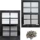 NeatiEase 2 Pack Shed Windows with Black Frame, 24 x 36 Flush Mount Small Window with Tempered Glass and Fiberglass Screen for Shed, Chicken Coop, Playhouse, Household, Garage