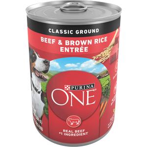 Purina ONE Classic Ground Beef and Brown Rice Entree Adult Wet Dog Food - (Pack of 12) 13 oz. Cans (9.75 Pound (Pack of 1)) Best By July 2027
