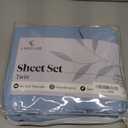 LuxClub Club Twin Sheets - Soft Bed Sheet for-Boys-and-Girls-4 PC Deep Pockets 18" Eco Friendly Wrinkle Free Kids Machine Washable Hotel Bedding Silky Soft- Sky (18 - Sky)