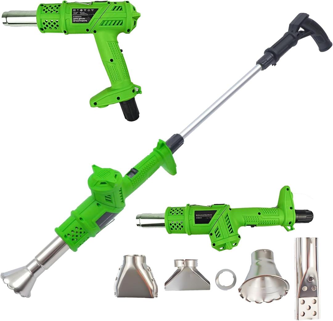 3-in-1 Electric Weed Burner Wand - 1500W Garden Weed Eater - Heat Gun with Adjustable Temperature, Nozzle Replacements for Flame Weeding, Roofing, and Ice Melting Eco-Friendly, Safe, High Power