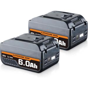 2Packs 6.0Ah WA3520 Battery Replacement for Worx 20V Battery Compatible with Worx Battery 20V Lithium WA3525 WA3575 WX550L WG629 WG547 WG545 WG801 WG320 WX176L WX169L WX682L WG163