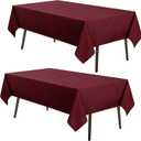 MYSKY HOME 2Pack Burgundy Tablecloth 60x84 Inch, Rectangle Table Cloth for 4 Feet Table- Wrinkle Resistant Washable Polyester Table Cover for Dining Party and Camping