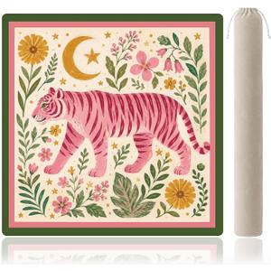 Pink Tiger Moon Floral Mahjong Mat for Table
