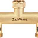 2 Way Hose Splitter, Heavy Duty Brass Nickel Plated Rust Resistant Faucet Manifold, Outdoor Hose Adapter Connector, 3/4-inch GHT Threads