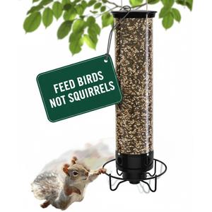 Droll Yankees Squirrel Proof Bird Feeders for Outdoors - YF-M - Flipper, Collapsible Perches, 5-Pound Seed Capacity, Green