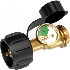 Propane Tank Gauge Level Indicator, Universal Propane Gauge for 5-40 lb LP Tank, Color Coded Gas Pressure Meter for BBQ Grill, RV, Camper, Heater, Leak Detector, QCC1/Type 1, Easy to Read, Durable