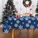 CAROMIO Christmas Tablecloth, Christmas Table Cloths Rectangle 60 x 120, Xmas Winter Tablecloth Blue Snowflakes Outdoor Christmas Decorations Table Cover for Dinner Dining Room Picnic Party