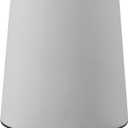 Novogratz x Globe 18" Ceramic Table Lamp, Matte Cream, Off-White Tapered Fabric Shade, in-Line Rocker Switch, 5 Ft. Clear Cord, Home Office, Desk, Living Room