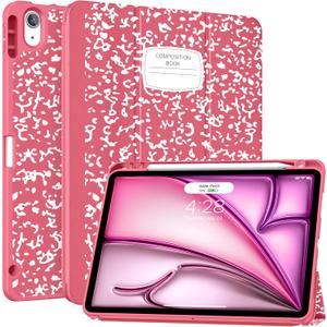 Soke Case for New iPad Air 11 Inch (M3/M2, 2025-2024), iPad Air 5th/4th Generation 10.9 Inch (2020-2022) with Pencil Holder, Soft TPU Back Cover & Auto Sleep/Wake, Book Watermelon