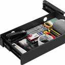 KHAMAL Under Desk Drawer Slide Out Large - Under Table Drawer 17.32" x 9.25", Pull-Out Storage Organizer With Cable Management For Home & Office (Black)