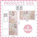 2 x Pink Floral Kitchen Rugs Set of 2 Cute Farmhouse Floor Mats Soft Non Slip Cushioned Washable Kitchen Rugs for Home Entrance Laundry Office Sink Spring Summer Decor, 17 x30 +17 x47