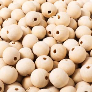 500pcs 20mm Wood Beads Natural Unfinished Round Wooden Loose Beads Wood Spacer Beads for Craft Making Decorations and DIY Crafts
