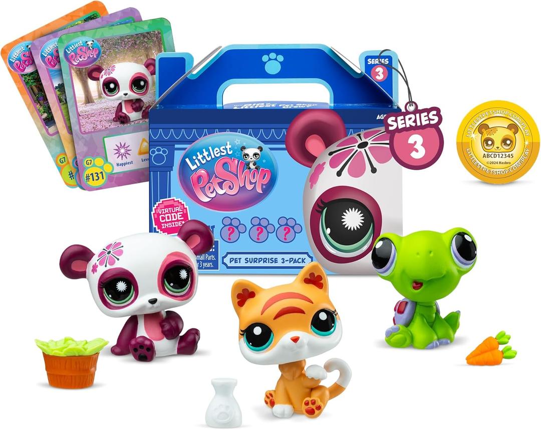 Littlest Pet Shop - Pet Surprise 3-Pack - Series 3, Gen 7 Authentic LPS Bobble Head Toy Figure, Collectible Toy Animal, Ages 4+