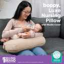 Boppy Nursing Pillow Luxe - Ergonomic Bottle & Breastfeeding Pillow with High Lift & Firm Support - Water-Resistant with Washable Cotton Muslin Cover - Baby Safety Alliance Verified - Oatmeal