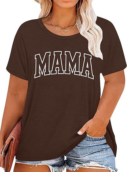 Plus Size Mama Shirt: Women Mama Leopard Print T-Shirt Funny Mom Life Top Mother Short Sleeve Tee, XLarge Plus