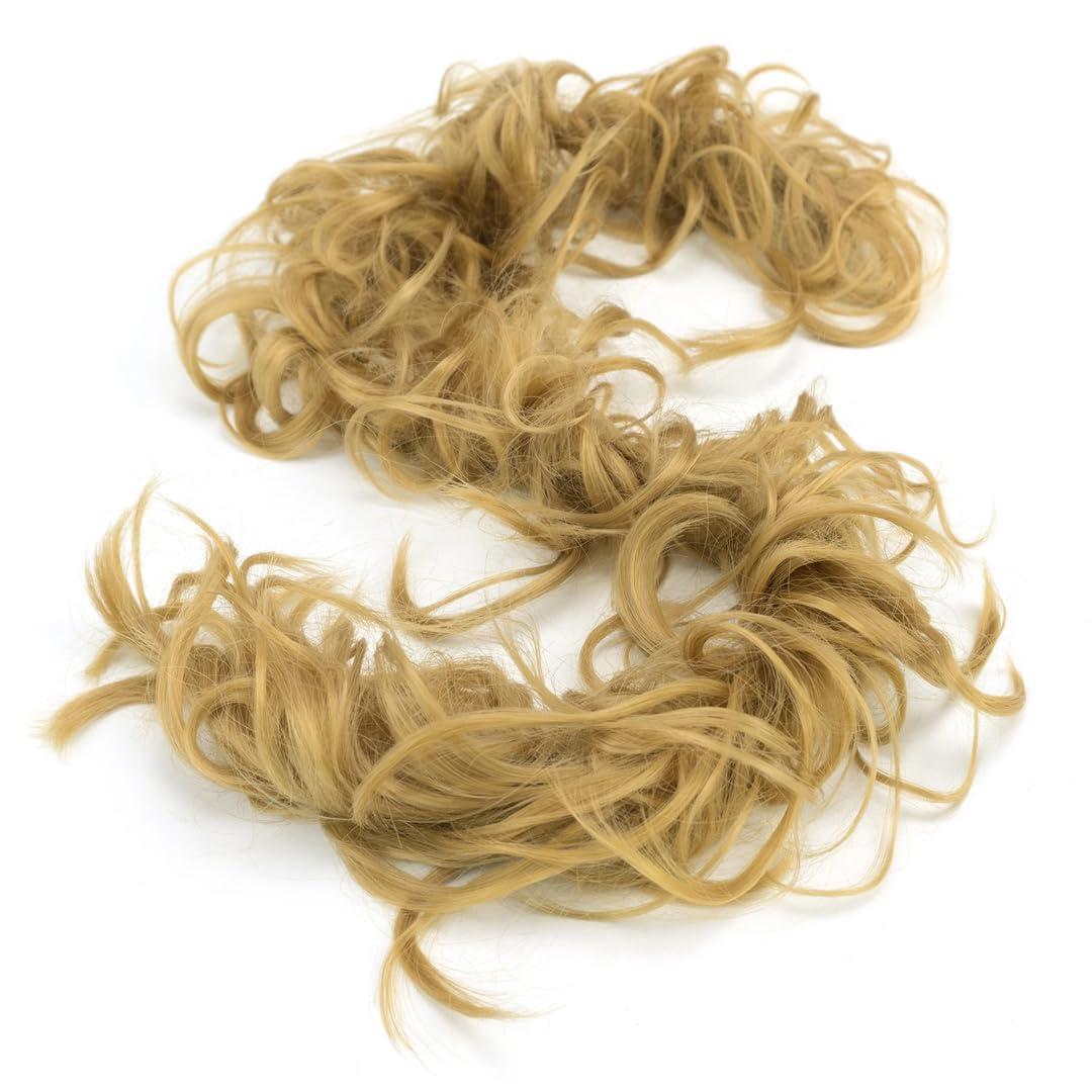 Hairpiece Curly Messy Hair Bun Wrap Scrunchies Elastic Rubber Hair Band Updo Chignon Hair Extension Piece (one size, Ash Blonde)
