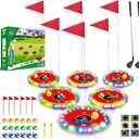 TERRAMUS Light Up Golf Play Set - Upgraded Backyard Golf Chipping Game with 6 LED Targets, 2 Clubs, 18 Balls, 6 Bean Bags, Night Golf Toys Gifts for Kids Golfers Family Indoor Outdoor Beach Lawn Park