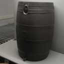 RTS Home Accents 50-Gallon Rain Barrel with Brass Spigot, Flat Back Rain Water Collection Barrel, Walnut Color