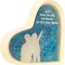 Presents for Mom - Celestial Resin Heart Jewelry Dish, Mother-Daughter Silhouette & Glowing Stars Design (Mother's Day/Christmas)
