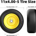 RONPOW 11x4.00-5 Lawn Mower Tires Flat Free and Wheel, 11x4-5 Solid Front Tires for Zero Turn Mower, 350Lbs Load, 3/4", 5/8" and 1/2" Bearings, 3.4"-5.8" Hub for Residential Commercial, 2Pack Yellow