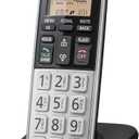 Panasonic Compact Cordless Phone with DECT 6.0, 1.6" Amber LCD and Illuminated HS Keypad, Call Block, Caller ID, Multiple Display Languages - 1 Handset - KX-TGB810S (Black/Silver)