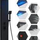 Black Shower Panel Contemporary Shower Tower with LED Shower Head Large Body Jets Wall Mounted Shower Panel Tower System