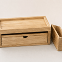 Desk Organizer with Drawers - Bamboo Desktop Organizer Storage | White-Natural Wood Desk Drawers Organizer for Bills, Office Supplies, Cosmetics, Seals No Assembly Required