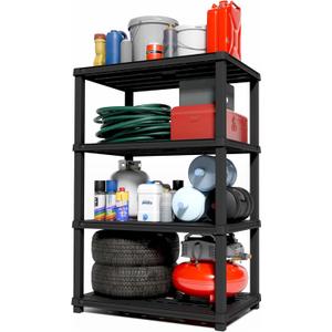 IRIS USA 4-Shelf Extra Heavy Duty Deep Plastic Storage Shelves, 800lb Capacity, 57" H x 36" W x 24" D, Large Modular Shelving Unit Storage Organizer for Garage, Home, Warehouse & Gym, Rack - Black