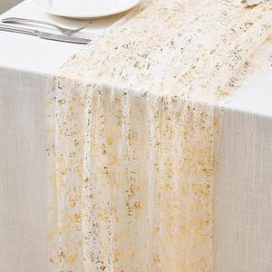 8 Packs Gold Table Runners 10 Ft, Sheer Cheese Cloth Tulle Birthday Decorations, Gold Foil Sequin Table Decoration Centerpiece for Party Birthday Wedding Anniversary Christmas