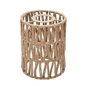 1 Pack Rattan Lamp Shade Small, Boho Mini Lamp Shades Replacement, Vintage Hanging Light Shades, Cylinder Woven LampShades for Floor Lamps Pendant Light Chandelier Wall Sconces Light Fixture Shades