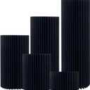 Jueraori Cylinder Stands for Party, 5 PCS Round Display Pedestal Stand, Foldable Cardboard Columns Cylinder Tables for Birthday Wedding Holiday Parties Decor (Black)