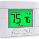 Non-Programmable Heat Pump Thermostat for House 2 Heat/1 Cool, with Temperature & Humidity Monitor and Large Green LCD