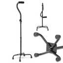 Medline Folding Quad Cane, Large Base, Quad Base for Greater Stability, Skid-Resistant Rubber Tips, Lightweight Aluminum, Black