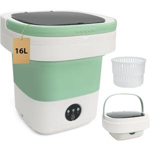 Portable Washing Machine, 16L Foldable Portable Laundry Machine and Spinner for Baby Clothes and Other Small Clothes with 3 Modes Deep Cleaning,Mini Washer for Travel, Dorms, Camping