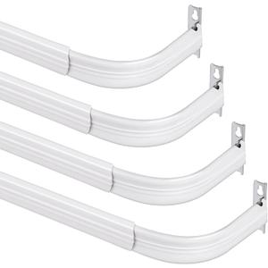 Wesiti 4 Packs Curtain Single Rods Bulk for Windows Adjustable Tension Rod for Door Kitchen Valance Sash Curtains, Bracket and Hardware Included(25-42 Inch,White)