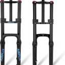 Air Suspension Fork 20 inch 4.0 Fat Tire Double Shoulder Snow Bike Beach Bike E-Bike Mountain Bike, 180mm 7.09″ Travel 135mm 5.31″Spacing Hub Straight Tube MTB Manual Lockout 9mm 0.354″ QR