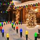 Solar Christmas Pathway Lights, 20 LED C9 String Lights with 20 Stakes, 23FT Solar Powered Multicolored Decorations for Roof, Yard, Patio, Walkway, Driveway