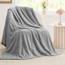 BEDELITE Fleece Throw Blanket for Couch & Bed - 3D Jacquard Decorative Grey Blanket, Super Soft and Cozy Warm Fuzzy Blanket All Seasons Suitable, 50x60Inches