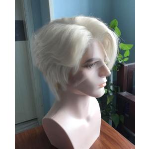 Men's layered cut hairstyle Male Wig Pre Styled 13x4 Lace front Wig For Men transparent Lace Wigs 60# Ash White color Remy human hair (60# Ash White, 13x4 lace front wig, 150% Density)